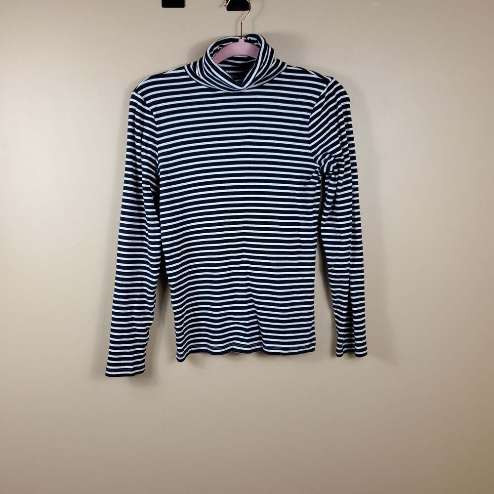 J. Crew Perfect-fit turtleneck in blue stripe Size M